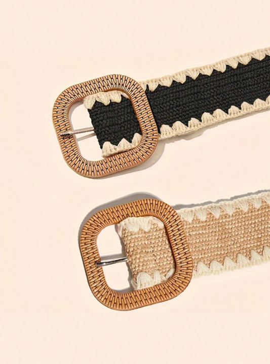 Boho square buckle belt
